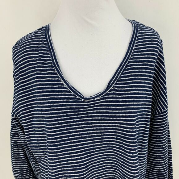 Madewell Wild Ginger Striped Shirt Women's Size M Puffed Mid Sleeve U Neck Top - Picture 5 of 13